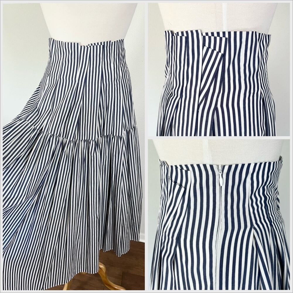 Anaïs Jourden‎ Striped Midi Skirt Tiered // Size Small 38 - Picture 2 of 3
